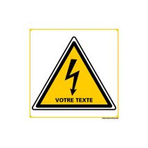 Signaletique.biz France - panneau danger electrique texte personnalise (C1390) - Aluminium 2 mm - 125 x 125 mm