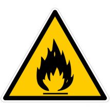Signaletique.biz France - Panneau danger matières inflammables - Adhésif 125x125 mm - Conforme à la norme iso 7010