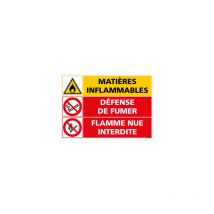 Panneau danger matieres inflammables defense de fumer (C1402) - Adhésif - 420 x 300 mm