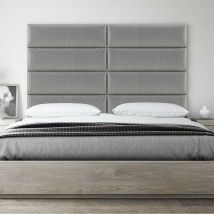 Panneau Décoratif Tête De Lit Capitonnée - 4 Panneaux Simili Daim Argent 91cm