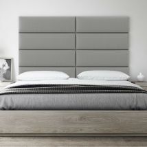 Panneau Décoratif Tête De Lit Capitonnée - 4 Panneaux Simili Cuir Gris Clair 91cm