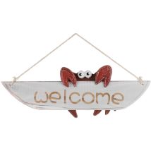 Panneau de bienvenue créatif en bois avec motif de crabes Panneau de bienvenue méditerranéen à motif de crabes