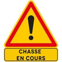 Panneau de chasse en cours. Signalisation temporaire de chasse en Comacel 5mm. - Danger chasse en cours - Panneau classique