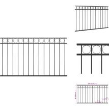 Panneau de clôture Acier 1,7x0,8 m Noir - Panneaux De Cloture - Clôture Jardin - Clôture Extérieur - Clôture Acier - Clôture Noire