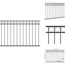 Panneau de clôture Acier 1,7x1 m Noir - Clôture - Panneaux De Clôture - Clôture Jardin - Clôture Extérieur - Clôture Acier