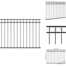 Panneau de clôture Acier 1,7x1,2 m Noir - Panneaux De Cloture - Clôture Jardin - Clôture Extérieur - Clôture Acier - Clôture Noire