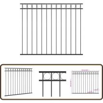 Panneau de clôture Acier 1,7x1,5 m Noir - Clôture Acier - Panneaux De Clôture - Clôture Jardin - Clôture Extérieur - Clôture Noire