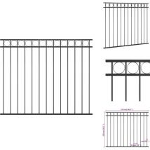 Panneau de clôture Acier 1,7x1,5 m Noir - Clôture Acier - Panneaux De Clôture - Clôture Jardin - Clôture Extérieur - Clôture Noire