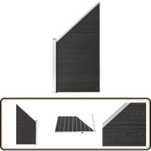 Panneau de clôture wpc 95x(105-180) cm Gris - Clôture Bois Composite - Panneaux De Clôture - Clôture Jardin - Clôture Résidentielle - Clôture Moderne