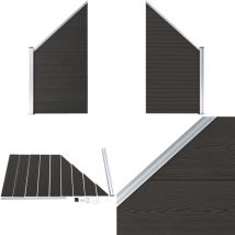 Panneau de clôture wpc 95x(105-180) cm Noir - Clôture Jardin - Panneaux De Clôture - Clôture Composite - Clôture Bois Plastique - Clôture Moderne