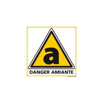 Panneau de danger sur amiante (C1247) - Adhésif - 450 x 450 mm