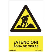 Panneau De Danger ''zone De Travaux'' (espagnol - 0.7mm) 30x40cm