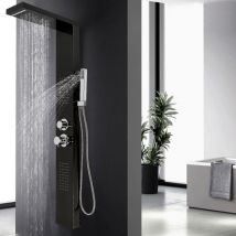 Haloyo - Panneau de Douche en Acier Inox 304,15 x 47 x 130 cm,noir