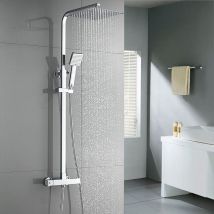 Auralum - Colonne de Douche Élégant Ensemble thermostatique - Set de pluie pour salle de bain - Mitigeur réglable en hauteur - Système de douche