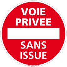 Panneau de Signalisation Alu. Panneau Interdiction. Panneau Parking, Panneau d'information Aluminium 2 mm - Voie privée sans issue - Diamètre 125 mm