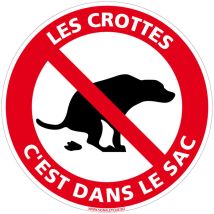 Panneau de Signalisation Alu. Panneau Interdiction. Panneau Parking, Panneau d'information Aluminium 2 mm - Les crottes c'est dans le sac - Diamètre