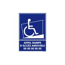 Signaletique.biz France - Panneau de Signalisation appel rampe d'acces amovible (G1116) - Adhésif - 75 x 105 mm