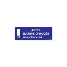 Panneau de signalisation APPEL RAMPE D'ACCES + Sonnette intégrée (G1102) - Plastique PVC 1,5 mm - 350 x 125 mm