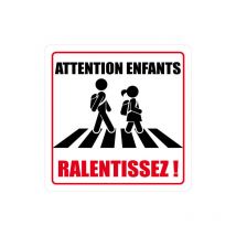 Panneau de Signalisation ATTENTION ENFANTS, RALENTISSEZ (L0623) - Aluminium 2 mm - 250 x 250 mm