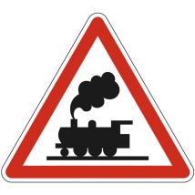 Signaletique.biz France - Panneau de signalisation danger - Passage à niveau sans barrière - Triangulaire - Gamme Bretagne - Classe 1 - 500mm