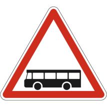 Panneau de signalisation danger - Traversée de voie de transport en commun - Triangulaire - Gamme Bretagne - Classe 1 - 700mm