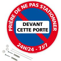 Panneau de signalisation rétro réfléchissant rond prépercé pvc ou alu diam 250mm ou 300mm + Kit de fixation pour pose facile, rapide - Prière de ne