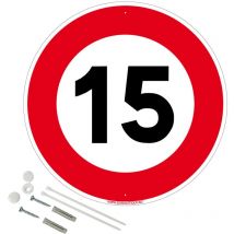 Panneau de signalisation rond prépercé PVC ou ALU diamètre 250 ou 300 mm + kit de fixation pour pose facile, rapide - Panneau limitation de vitesse