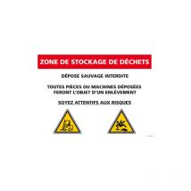 Signaletique.biz France - Panneau de signalisation Stockage Déchets (A0565) - Plastique pvc 1,5 mm - 630 x 450 mm