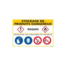 Signaletique.biz France - Panneau de signalisation Stockage produits dangereux (C1276) - Adhésif - 105 x 75 mm