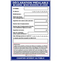 Signaletique.biz France - Panneau Déclaration préalable Camping et Parc Résidentiel + Marqueur noir (W1035). Sans oeillets . - Sans oeillets