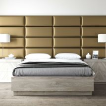 Panneau Décoratif Tête De Lit Capitonnée Mural 91cm Cuir Or