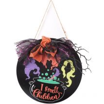 Feiyue - Panneau d'Halloween en bois avec impression transparente, décoration pour mur, porte, fenêtre