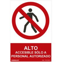 Panneau D'interdiction ''alto Accesible Solo a Personal Autorizado'' (pvc 0.7mm) 30x40cm