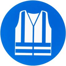 Panneau obligation, avec pictogramme : Gilet de sécurité haute visibilité obligatoire , en Plastique ( Prix pour 1 )