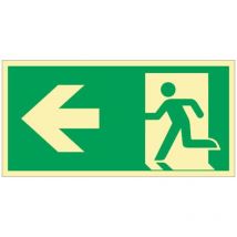 Panneau d'évacuation din en iso 7010 L297xl148 mm issue de secours à gauche plastique