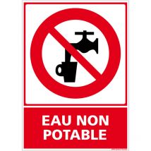 Panneau Eau Non Potable - Interdiction de Boire l'Eau - Adhésif - 300 x 420 mm - Conforme à la norme iso 7010