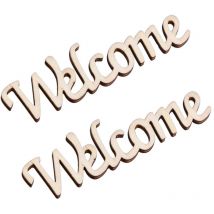 Panneau en bois 2 pièces Bienvenue Mots imprimés En bois Suspendu Mur diy Porte Hangtag Panneau décoratif suspendu