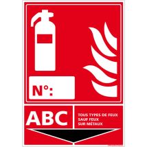 Signaletique.biz France - Panneau Extincteur Classe abc Incendie (A0234). Panneau Extincteur Incendie. - Adhésif - 450 x 630 mm