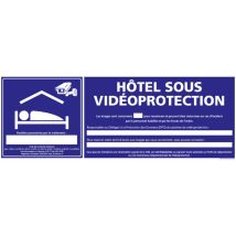 Signaletique.biz France - panneau hotel sous videoprotection (G1391) - Aluminium 2 mm - 980 x 350 mm