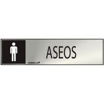 Panneau informatif 'aseos' homme (inox adhesif 0.8mm) 5x20cm