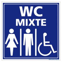 Signaletique.biz France - Panneau Information avec signalétique wc mixte femme, homme, pmr. Signalisation Information. Autocollant, pvc, Alu