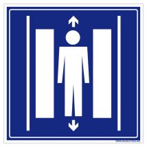 Signaletique.biz France - Panneau Information Emplacement et Accès Ascenseur. Signalisation Information. Autocollant, pvc, Alu - Adhésif - 350 x 350