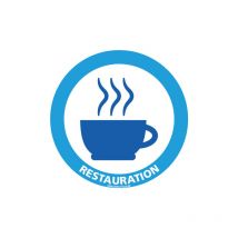 Panneau information espace restauration special hiver (H0409) - Adhésif - Diamètre 350 mm