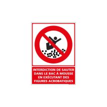 Signaletique.biz France - panneau interdiction de sauter dans le bac a mousse en executant des figures acrobatiques (D1159) - Plastique pvc 1,5 mm