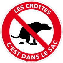 Signaletique.biz France - Panneau Interdiction de Stationner, Panneau de Signalisation Taille Standard 250 mm. Les crottes c'est dans le sac . - Les