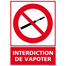 Panneau Interdiction de Vapoter - Cigarette Électronique Interdite - Adhésif - 450 x 630 mm - Conforme au décret du 25 avril 2017