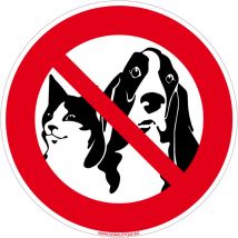 Panneau Interdit Aux Animaux - Adhésif - Diamètre 125 mm