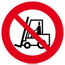 Signaletique.biz France - Panneau Interdit aux Véhicules de Manutention - Plastique pvc 1,5 mm - Diamètre 450 mm