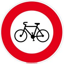 Signaletique.biz France - Panneau interdit aux vélos - Adhésif - Diamètre 250 mm - Conforme à la norme iso 7010