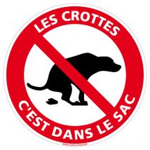 Panneau Les Crottes C'est Dans Le Sac - Plastique pvc 1 mm - Diamètre 240 mm